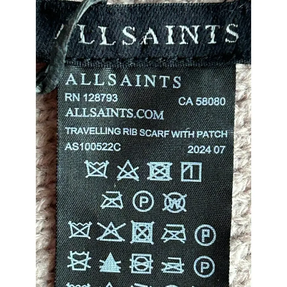 All Saints Gray Ribbed Scarf 70% Acrylic 30% Wool
